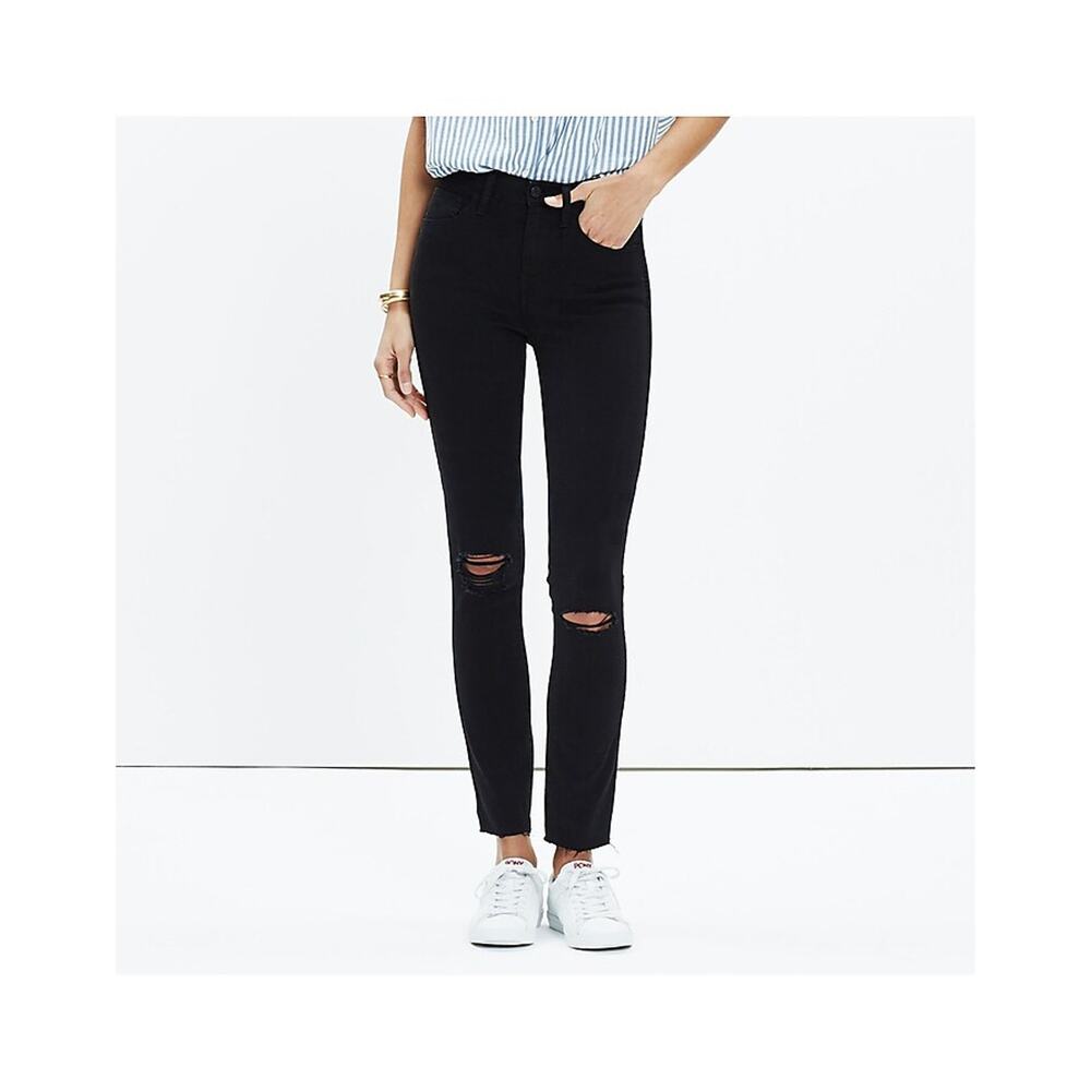 Madewell 10" High-Rise Skinny Jeans in Black Sea 25
